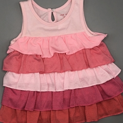 Vestido Joe Fresh Talle 3-6 meses algodón volados capas diferentes tonos rosa - comprar online