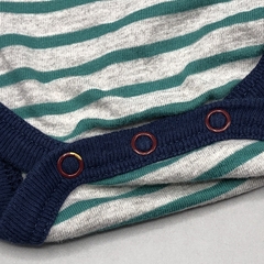 Segunda Selección - Body Cheeky Talle Talle S (3-6 meses) algodón rayas gris verde cuello azul - tienda online