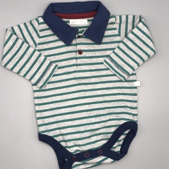 Segunda Selección - Body Cheeky Talle Talle S (3-6 meses) algodón rayas gris verde cuello azul - comprar online