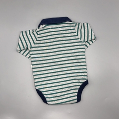 Segunda Selección - Body Cheeky Talle Talle S (3-6 meses) algodón rayas gris verde cuello azul en internet