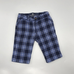 Segunda Selección - Pantalón Baby Cottons Talle 3 meses franela cuadrillé azul (interior algodón - 31 cm largo)