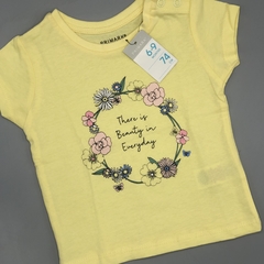 Remera NUEVA Primark Talle 6-9 meses algodón amarillo pastel aro flores - comprar online
