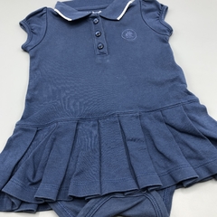 Segunda Selección - Vestido body Baby Cottons Talle 9 meses algodón azul oscuro falda tablas - tienda online