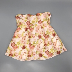 Vestido Magdalena Espósoito Talle 0 meses fibrana rosa floreado hojas verdes en internet