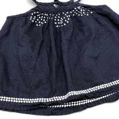 Segunda Selección - Solera Cheeky Talle L (9-12 meses) fibrana azul bordado blanco cuello (interior algodón) - tienda online