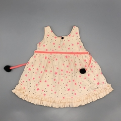 Segunda Selección - Vestido Little Akiabara Talle 9 meses algodón rosa claro estrellitas rosa fluor pompones - comprar online