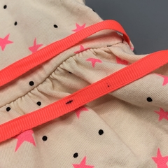 Segunda Selección - Vestido Little Akiabara Talle 9 meses algodón rosa claro estrellitas rosa fluor pompones
