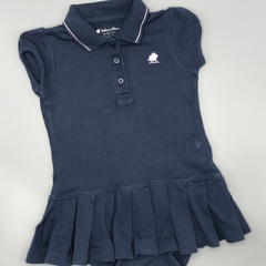 Segunda Selección - Vestido body Baby Cottons Talle 12 meses algodón azul oscuro volados bordado rosa - comprar online