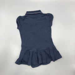 Segunda Selección - Vestido body Baby Cottons Talle 12 meses algodón azul oscuro volados bordado rosa en internet
