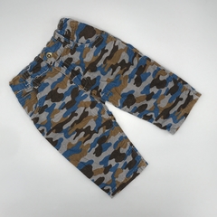 Pantalón Crayón Talle M (6-9 meses) corderoy fino camuflado marrón gris azul (38 cm largo)