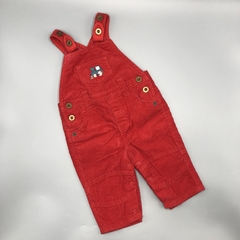 Segunda Selección - Jumper pantalón John Lewis Talle 3-6 meses corderoy rojo tren bordado (interior algodón)