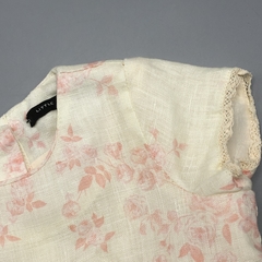 Segunda Selección - Vestido Little Akiabara Talle 3 meses lino color crudo flores rosa - comprar online