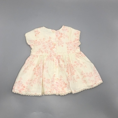 Segunda Selección - Vestido Little Akiabara Talle 3 meses lino color crudo flores rosa en internet