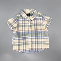 Camisa Baby GAP Talle 18-24 meses batista cuadrillé color manteca verde azul claro