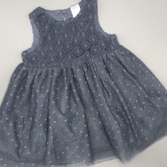 Vestido HyM Talle 6-9 meses azul tull bordado - comprar online