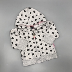 Segunda Selección - Campera Owoko Talle 2 (6-9 meses) gris - lunares corazones - sin frisa