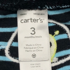 Legging Carters Talle 3 meses algodón rayas negro celeste marcianito (30 cm largo) - Baby Back Sale SAS