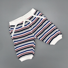 Jogging Crayón Talle S (3-6 meses) algodón fino blanco rayas azul rojo gris (26 cm largo)