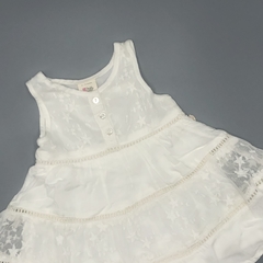 Vestido Teddy Boom Talle 6-9 meses fibrana blanco flores bordadas volados - comprar online