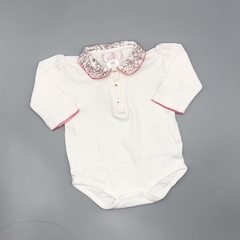 Segunda Selección - Body Baby Cottons Talle 3 meses blanco rosa - cuello floreado