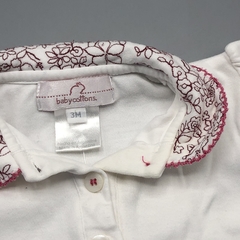 Imagen de Segunda Selección - Body Baby Cottons Talle 3 meses blanco rosa - cuello floreado
