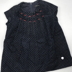 Vestido Little Akiabara Talle 9 meses corderoy negro linares tablas costura roja - comprar online