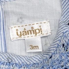 Segunda Selección - Vestido Yamp Talle 3 meses fibrana rayas blanco celeste mini florcitas frunce - Baby Back Sale SAS
