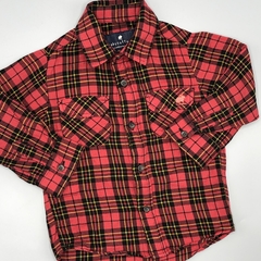 Camisa Baby Cottons Talle 12 meses fibrana cuadrillé rojo negro lineas amarillo - comprar online
