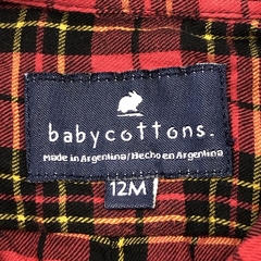 Camisa Baby Cottons Talle 12 meses fibrana cuadrillé rojo negro lineas amarillo - Baby Back Sale SAS