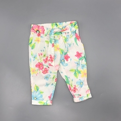 Pantalón Carters Talle 6 meses fibrana blanco flores rosa fluor verde (33 cm largo)