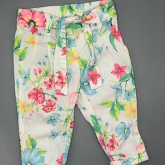 Pantalón Carters Talle 6 meses fibrana blanco flores rosa fluor verde (33 cm largo) - comprar online