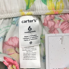 Pantalón Carters Talle 6 meses fibrana blanco flores rosa fluor verde (33 cm largo) - Baby Back Sale SAS