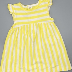 Vestido Carters Talle 9 meses algodón rayas blanco amarillo volados hombros - comprar online