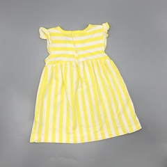 Vestido Carters Talle 9 meses algodón rayas blanco amarillo volados hombros en internet