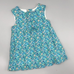 Vestido NUEVO Zara Talle 6-9 meses fibrana celeste flores rosa azul moño