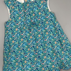 Vestido NUEVO Zara Talle 6-9 meses fibrana celeste flores rosa azul moño - comprar online