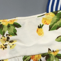 Segunda Selección - Remera Little Akiabara Talle 6 meses algodón blanco flores amarillas tiras azul - tienda online