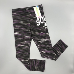 Legging Justice Talle 6 años jaspeada negro lila blanco SOCCER brillos (66 cm largo)