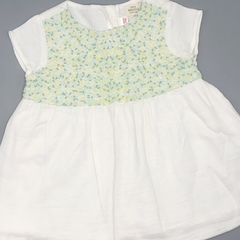 Segunda Selección - Vestido Zara Talle 6-9 meses blanco - bordado amarillo celeste - Largo 37cm - comprar online