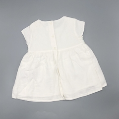 Segunda Selección - Vestido Zara Talle 6-9 meses blanco - bordado amarillo celeste - Largo 37cm en internet