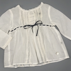 Segunda Selección - Camisola Little Akiabara Talle 0-3 meses fibrana blanca puntilla cinta gris - comprar online