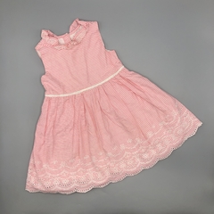 Segunda Selección - Vestido Primark Talle 9-12 meses rayas rosa blanco bordado falda