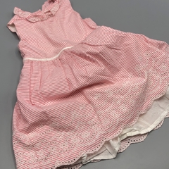Segunda Selección - Vestido Primark Talle 9-12 meses rayas rosa blanco bordado falda - comprar online