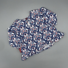 Remera Minimimo Talle S (3-6 meses) algodón azul formas blanco rojo puntilla en internet