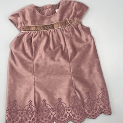 Vestido Lulurain Talle 3-6 meses gamuza purpura bordado borde moño - comprar online