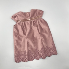 Vestido Lulurain Talle 3-6 meses gamuza purpura bordado borde moño en internet
