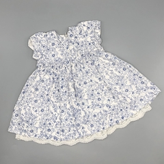 Segunda Selección - Vestido Baby Cottons Talle 6 meses gabardina blanca flores azul - comprar online