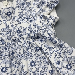 Segunda Selección - Vestido Baby Cottons Talle 6 meses gabardina blanca flores azul - comprar online