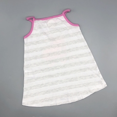 Segunda Selección - Vestido Owoko Talle 3 (12 meses) algodón rayas gris patín rosa brillo en internet