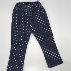 Pantalón Little Akiabra Talle 12 meses gabardina azul oscuro lunares (41 cm largo) - comprar online